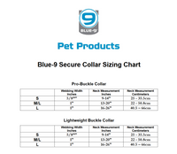Sizing chart for Secure Lightweight Dog Collar by Blue9