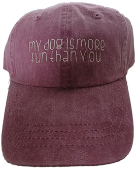 Hat, Baseball Cap Wine Denim 'My Dog is More Fun Than You'