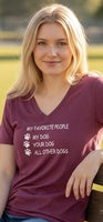 Tee-Shirt, Women's, Short Sleeve, V neck, Burgundy, 'My Favorite People..."