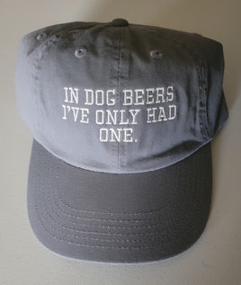 Gray ball cap 'In dog beers, I've only Had One'