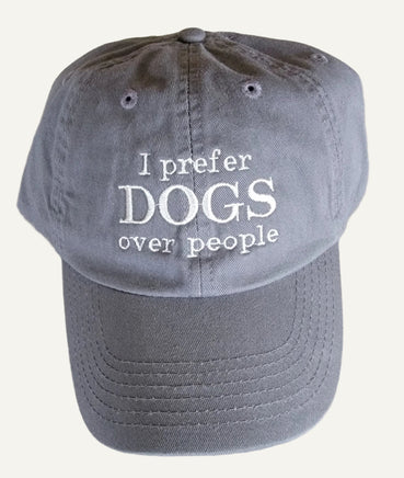 Gray Baseball cap hat I prefer Dogs Over People