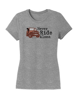 T-Shirt Womens, Grey, Never Ride Alone
