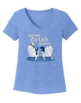 Tee-Shirt Women's, Blue Never Drink Alone Alone