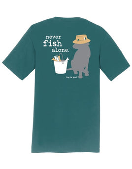 T-Shirt Unisex, Marine Green, Never Fish Alone