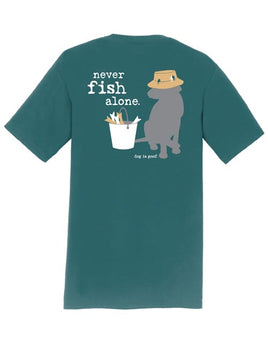 Tee-Shirt Unisex, Marine Green, Never Fish Alone