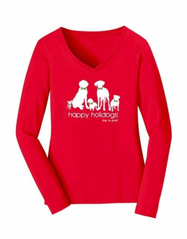 T-Shirt Ladies Long Sleeve Happy Holidogs