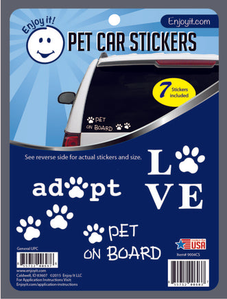 Car window decal sticker with Adopt, Love and Paw Prints