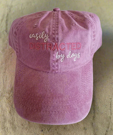 Hat, Baseball Cap Pink 'Easily Distracted By Dogs'