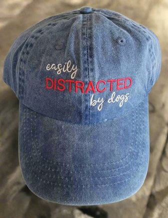 Hat Baseball cap blue Easily Distracted by Dogs'