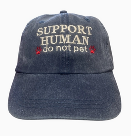 Hat, Baseball Cap Blue Denim 'Support Human'