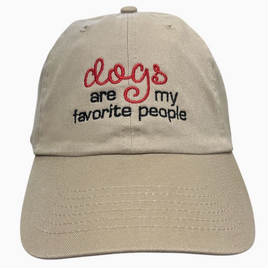 Hat, Baseball Cap Khaki 'Dogs are my Favorite People'