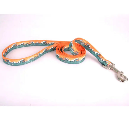 Designer Dog Leash, Green ocean waves with orange sky