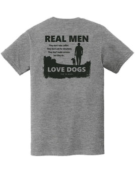 Real men love dogs Tee shirt grey