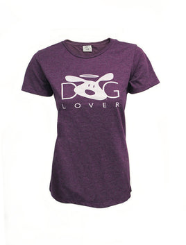 Women's Tee shirt by Dog is Good that says Dog Lover, Plum color