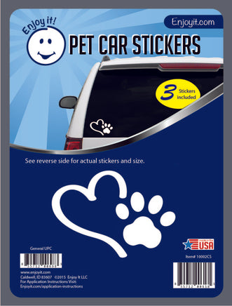 Car window decal sticker with heart and a paw print