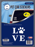 Car window decal sticker with Love and a paw print