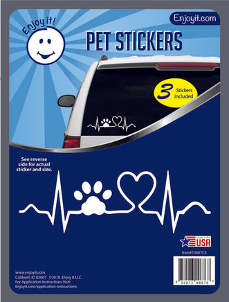 Car window sticker With paws print and heart inside a medical line