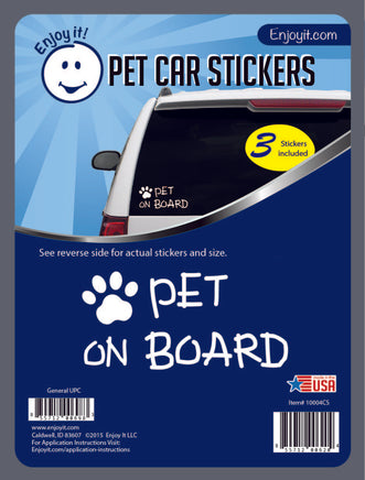 Car window decal sticker with a Paw rint and Pet on board