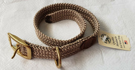Double Braided Nylon Dog Collar with Brass Buckle, Tan Color