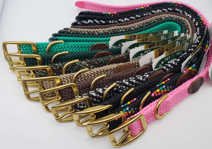 Double Braided Dog Collar with Brass Buckle