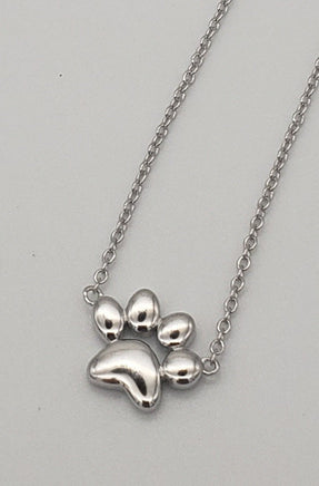 Sterling silver paw print necklace on adjustable chain